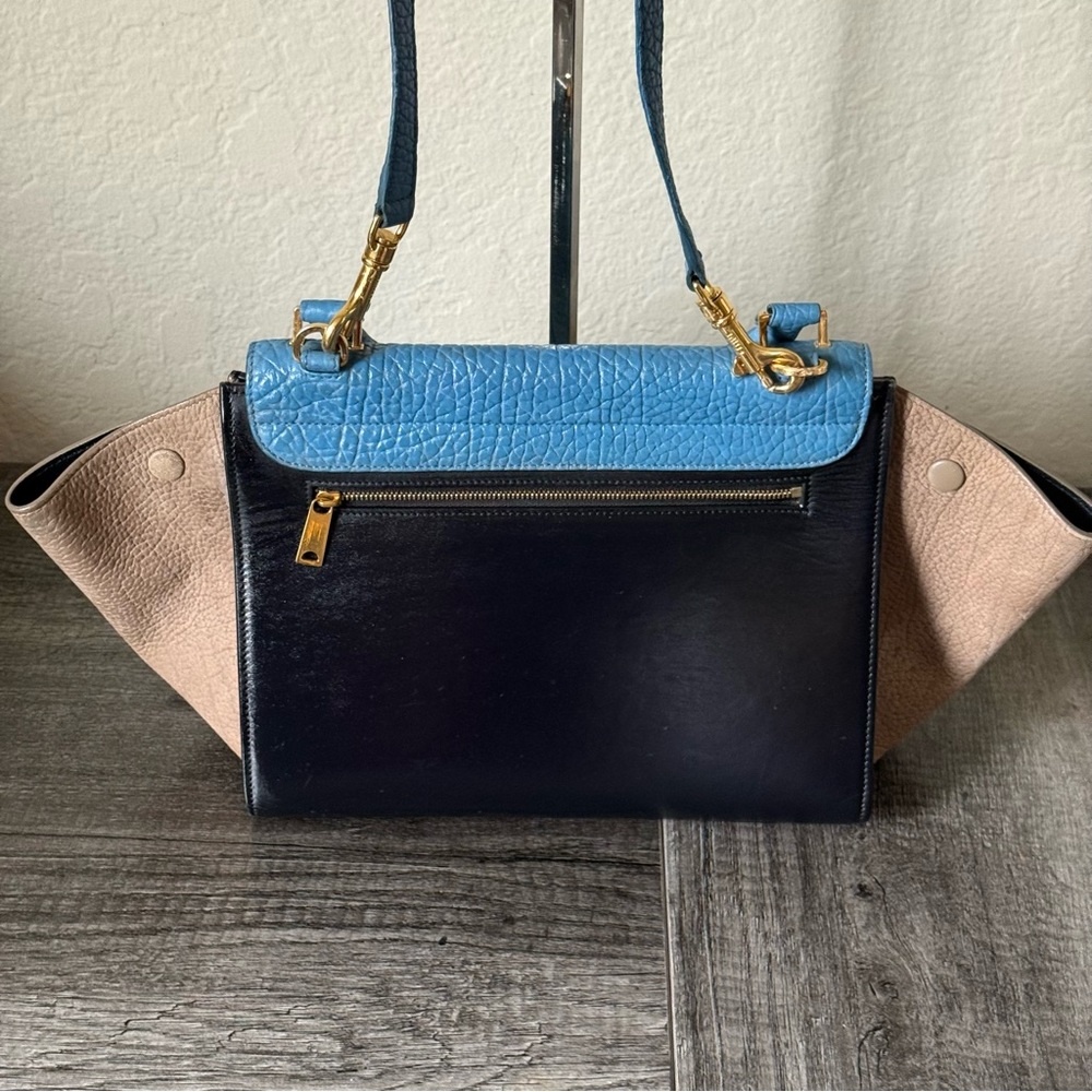 CELINE TRAPEZE TRICOLOR 2 WAY LEATHER & SUEDE BAG - Picture 2 of 12